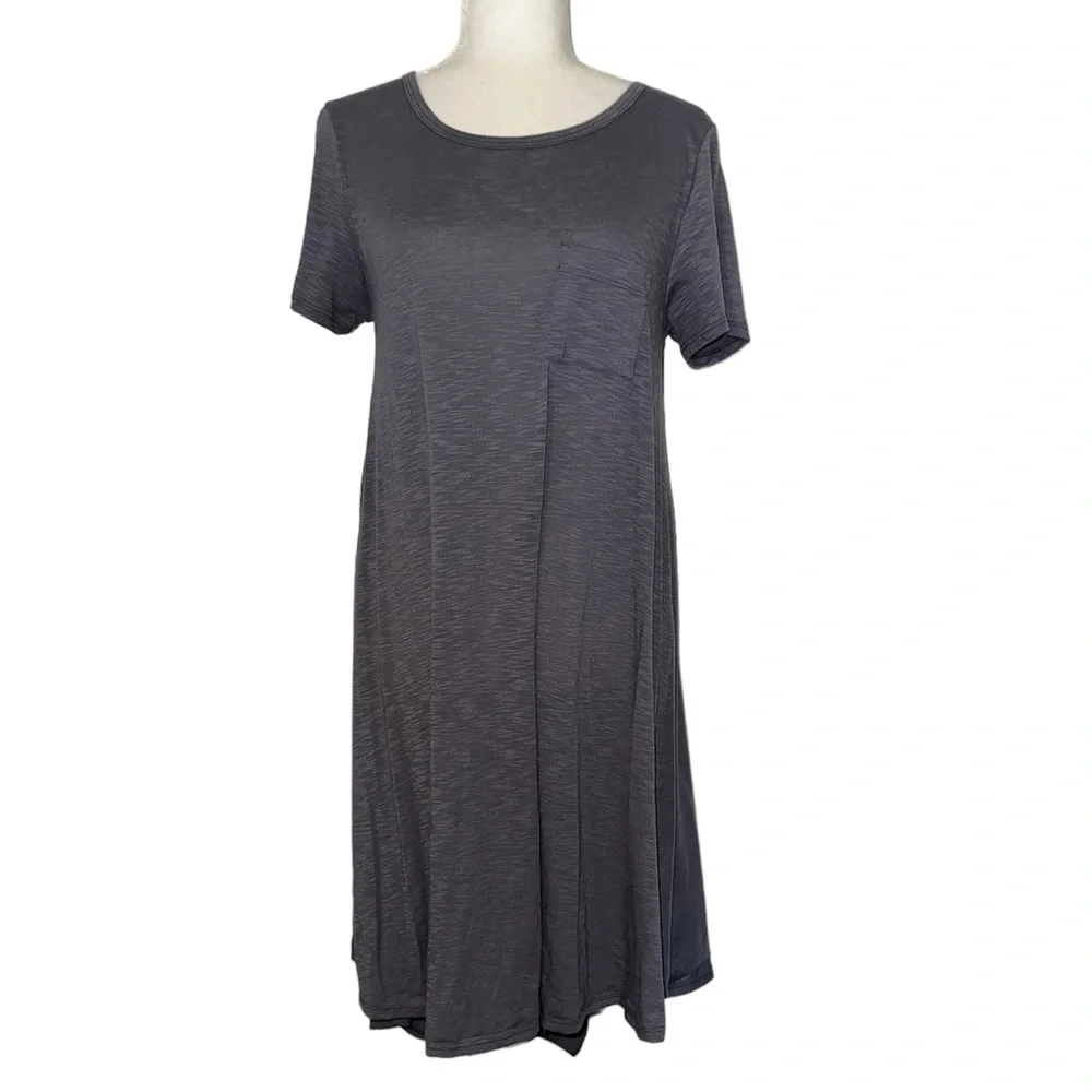 LuLaRoe Grey Short Sleeve Carly Swing Dress Size XS - Picture 5 of 9